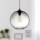 Simplicity Glass Globe Pendant Light - 1 Red/Brown/Clear Clear