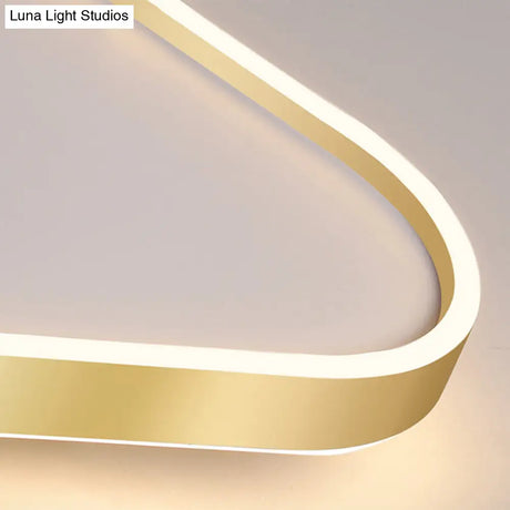 Simplicity Gold Led Flush Mount Ceiling Light With Acrylic Triangular Design