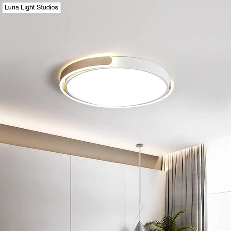 Simplicity Led Ceiling Lamp - Black/White/Gold Round Flush Mount Lighting With Acrylic Shade