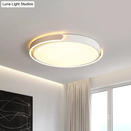 Simplicity Led Ceiling Lamp - Black/White/Gold Round Flush Mount Lighting With Acrylic Shade