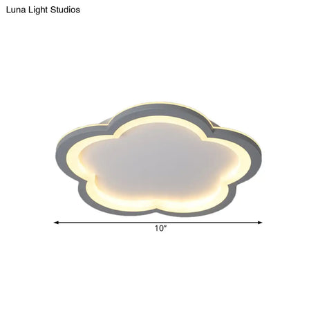 Simplicity Led Ceiling Light Fixture With Acrylic Diffuser- Flower Metal Flush In White/Warm