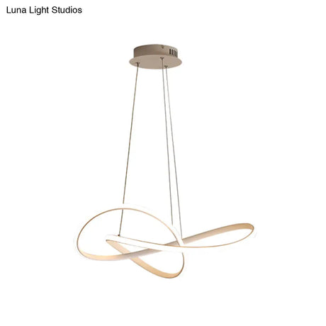 Simplicity Led Hanging Chandelier - 19.5’/27.5’ Wide Black/White Twisted Pendant Lamp With