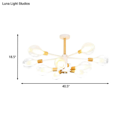 Simplicity Teardrop Ceiling Flush Clear Glass 10 - Light Semi In White With Wooden Cap