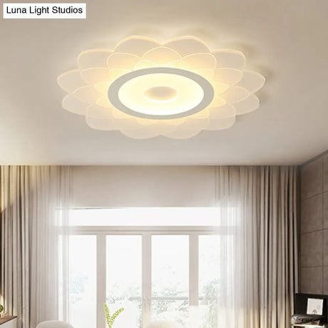 Simplicity White Acrylic Sunflower Flushmount Led Ceiling Lamp For Bedroom