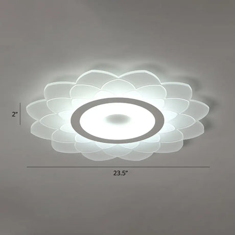 Simplicity White Acrylic Sunflower Flushmount Led Ceiling Lamp For Bedroom / 23.5’