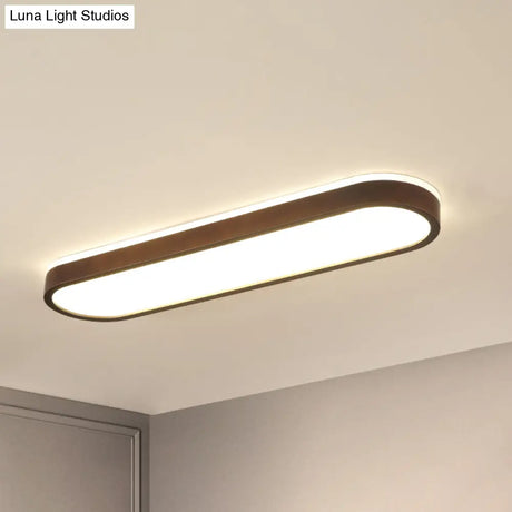 Simplicity Wooden Brown Led Ceiling Light For Aisle - Surface Mount / 35.5’ Double - Sided