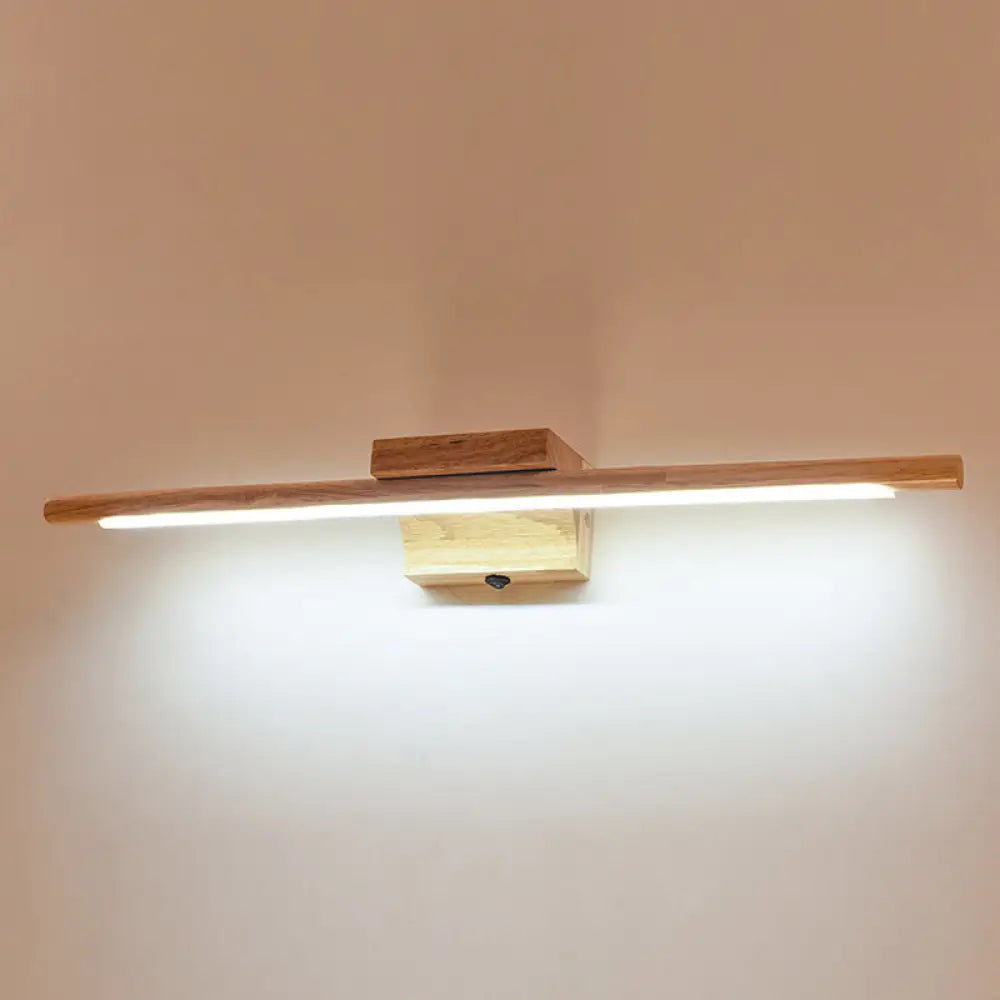 Simplistic Wooden Led Wall Mounted Vanity Light Fixtures For Bathrooms Wood / Warm