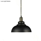 Vintage Metal Pendant Hanging Lamp With Single-Bulb For Dining Room Lighting Black / 12