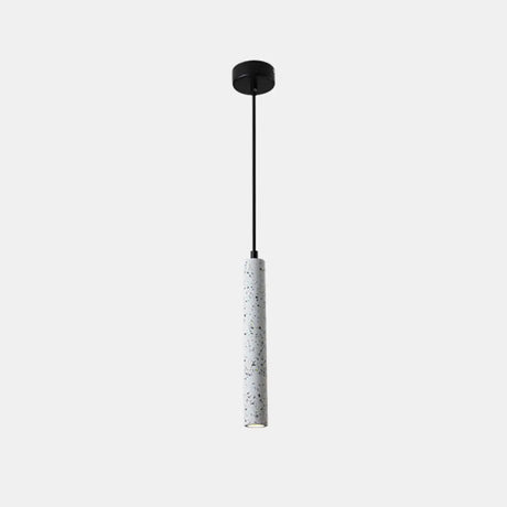 Sleek 1-Light Cement Tube Pendant Ceiling Light For Dining Room White