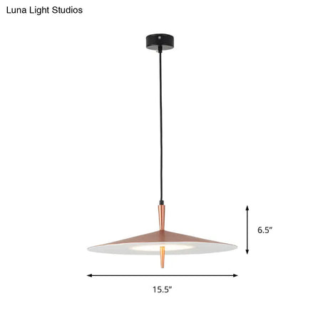 Sleek 1-Light Led Pendant In Rose Gold And White Acrylic