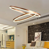 Sleek 2/3 Tiers Aluminum Led Chandelier: Minimalistic White/Coffee Pendant Light Fixture For Dining