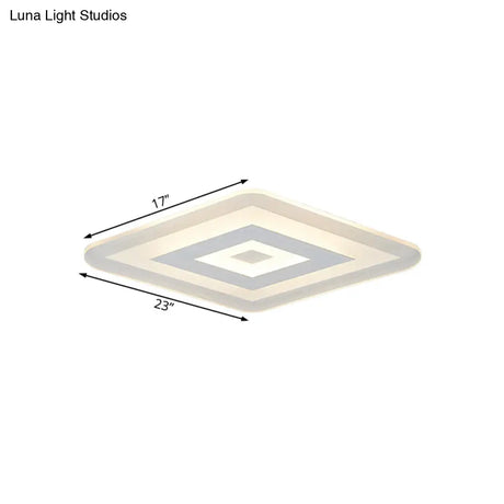 Sleek 23’/31’/47’ Thin Acrylic Flush Mount Led Ceiling Lamp In Warm/White Light - White