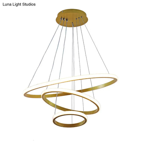 Sleek 3-Ring Led Ceiling Pendant Light: Modern Bedroom Lighting Fixture