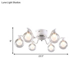 Sleek 6 - Light Starburst Ceiling Fixture With Metal Ball Glass Shade - Ideal For Bedroom. Mounts