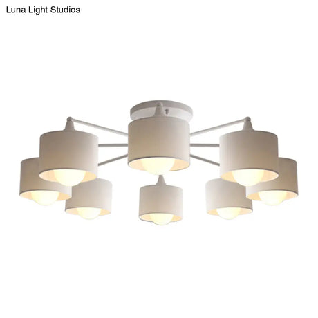 Sleek 8 - Light Fabric Sputnik Pendant Chandelier For Living Room - Minimalist Design