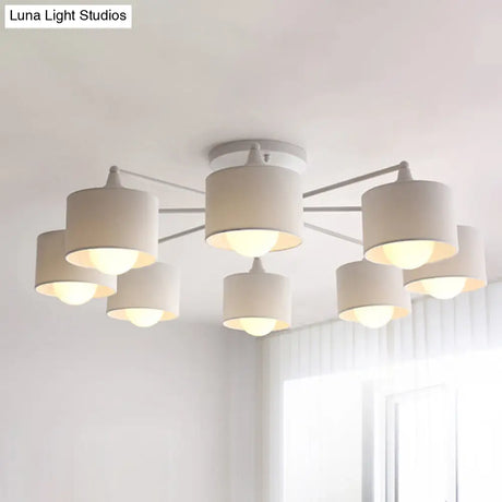 Sleek 8 - Light Fabric Sputnik Pendant Chandelier For Living Room - Minimalist Design