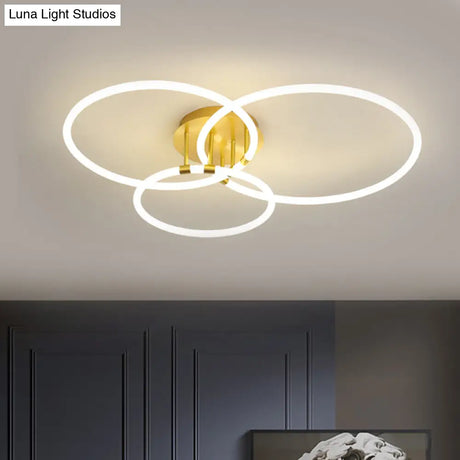 Sleek Acrylic Circle Led Ceiling Light In Warm/White - Modern Semi Flush Mount 23’/34.5’ Wide