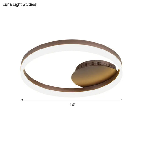Sleek Acrylic Led Semi Flush Light: Circle Design For Coffee Ceiling Warm/White/Natural Light