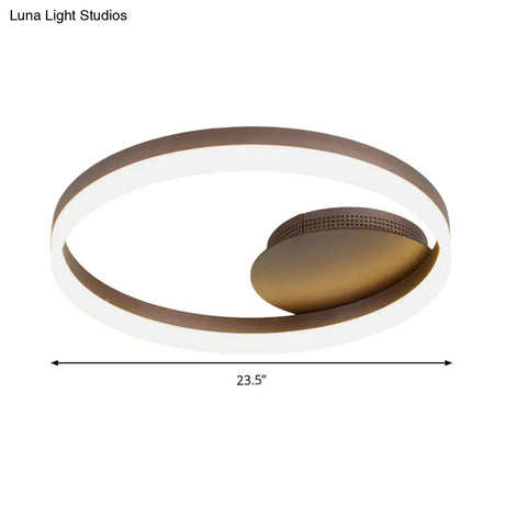 Sleek Acrylic Led Semi Flush Light: Circle Design For Coffee Ceiling Warm/White/Natural Light
