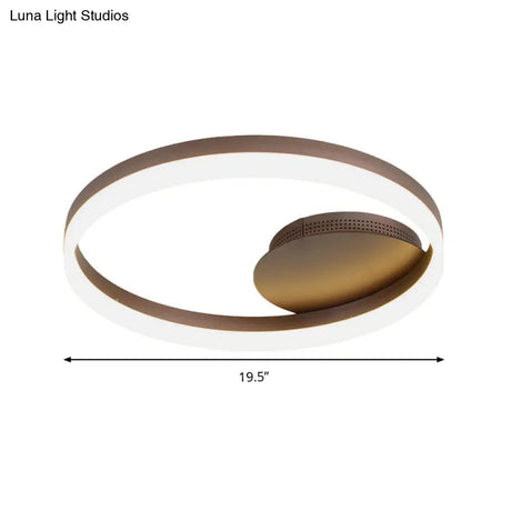 Sleek Acrylic Led Semi Flush Light: Circle Design For Coffee Ceiling Warm/White/Natural Light