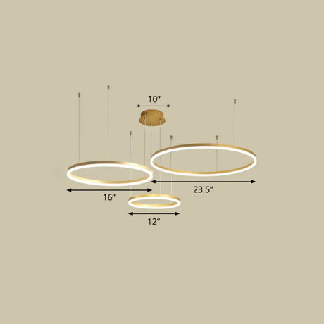 Sleek Aluminum Led Pendant Lamp: Stylish Chandelier For Living Room Gold / 23.5 Remote Control