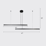 Sleek Bar-Shaped Led Chandelier | Simplicity Metal Ceiling Light For Living Room 2 / Black Third