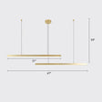 Sleek Bar-Shaped Led Chandelier | Simplicity Metal Ceiling Light For Living Room 2 / Gold Warm