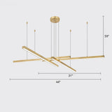 Sleek Bar-Shaped Led Chandelier | Simplicity Metal Ceiling Light For Living Room 4 / Gold Third Gear