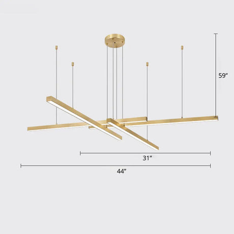 Sleek Bar-Shaped Led Chandelier | Simplicity Metal Ceiling Light For Living Room 4 / Gold Warm
