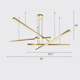 Sleek Bar-Shaped Led Chandelier | Simplicity Metal Ceiling Light For Living Room 5 / Gold White