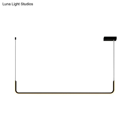 Sleek Black And Gold Led Linear Pendant Light For Dining Table 39/59 Width