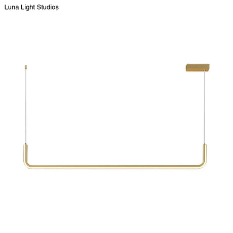 Sleek Black And Gold Led Linear Pendant Light For Dining Table 39/59 Width