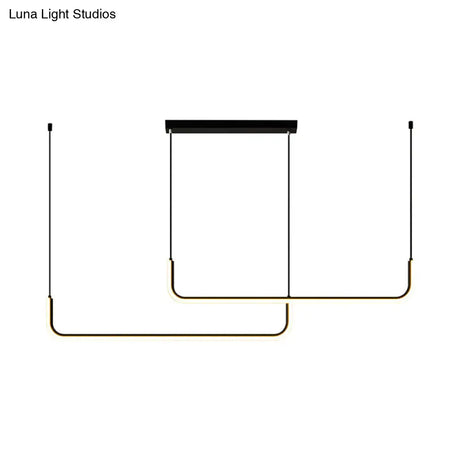 Sleek Black And Gold Led Linear Pendant Light For Dining Table 39/59 Width