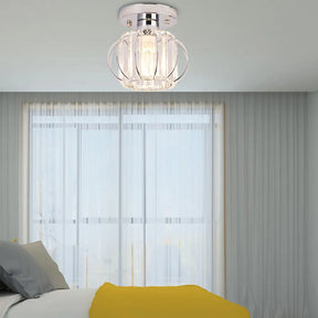 Sleek Black/Chrome Crystal Flush Mount Ceiling Lamp - Simplicity Corridor Lighting Chrome