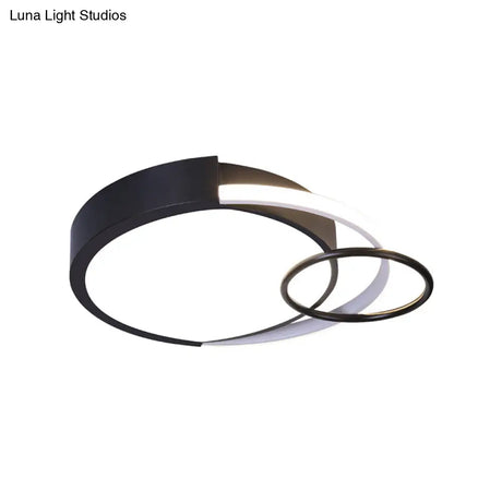Sleek Black Circle Flush Mount Minimalist Led Metallic Ceiling Lamp - 16.5’/20’ Diameter
