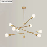 Sleek Black/Gold Mid-Century Chandelier - 8-Light Ceiling Lamp Ideal For Living Room