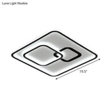Sleek Black Led Flush Mounted Ceiling Light For Bedroom 16’/19.5’ Wide