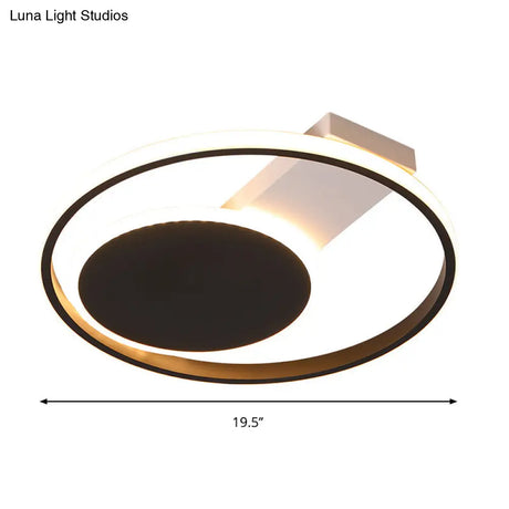 Sleek Black Orbit Ceiling Mount Light - Simplicity 16’/19.5’ Dia Led Slim Acrylic Flush