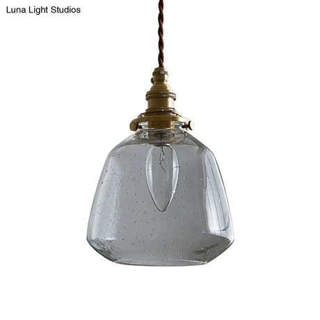 Simplicity Tapered Bubbled Glass Pendant Light - 1-Bulb Restaurant Fixture