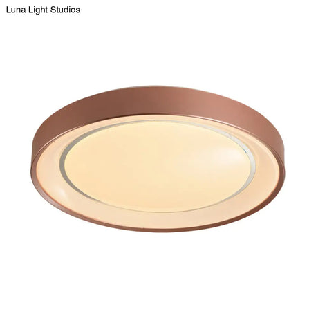 Sleek Champagne Flush Mount Led Ceiling Lamp - 19.5’ Dia Simplicity Metallic Light