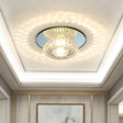 Sleek Chrome Crystal Led Flush Light With Mini Flower Bowl Design Perfect For Ceiling Mount Mirror