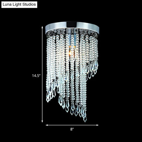 Sleek Chrome Finish Crystal Flush Mount Ceiling Light - Contemporary Corridor Spiral Design