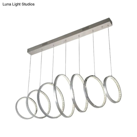 Sleek Chrome Metal Led Pendant Light With Multiple Lamps For Kitchen Ceiling
