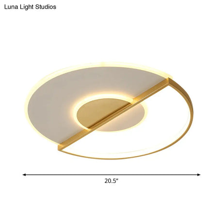 Sleek Circle Led Ceiling Lamp In Super-Thin Design Minimalist Acrylic Gold Flush-Mount Light With