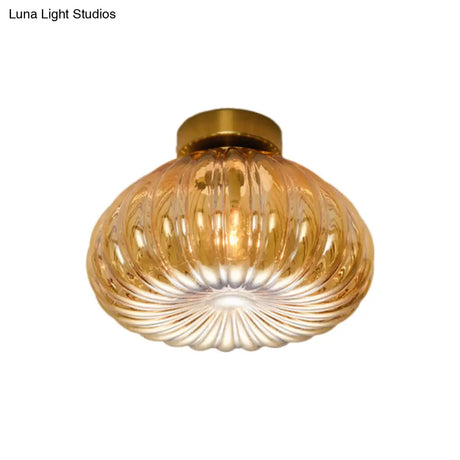 Sleek Clear/Amber Glass Led Ceiling Light Fixture - 5.5/11 W