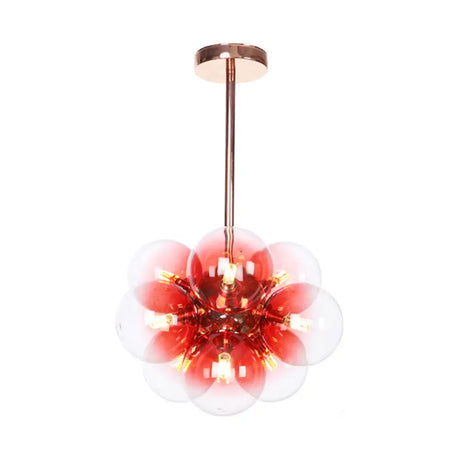 Sleek Copper Ceiling Mounted Globe Semi Flush Light With Minimalist White/Green/Blue Glass – 9
