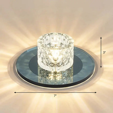 Sleek Crystal Cylinder Led Flush Mount Spotlight For Hallway Lighting Black / Warm