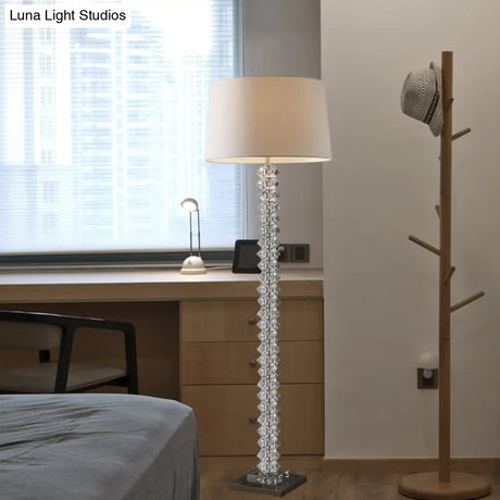 Sleek Crystal Single Head Floor Lamp In Beige For Living Room