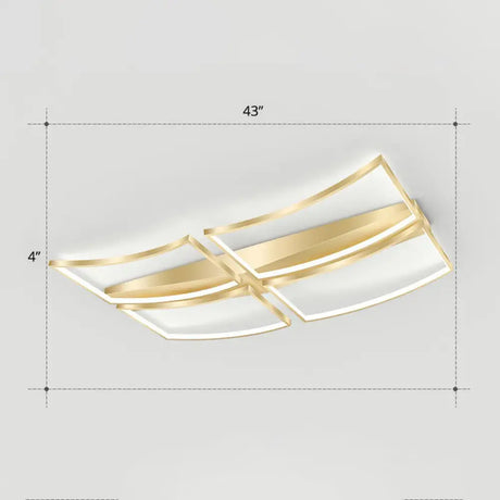 Sleek Curved Frame Flush Mount Led Ceiling Light For Modern Living Spaces Gold / 43’ White