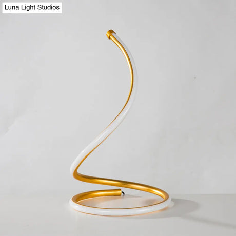 Sleek Curved Led Night Table Lamp In Gold/Silver With Minimalist Acrylic Design White/Warm Light